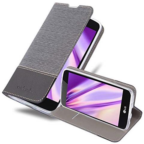 Custodia Compatibile Con Lg K8 2016 In Grigio Nero - Coperchio Protettiva Con Chiusura Magnetica, Funzione Stand E Tasca Per Le Carte - Foto 1
