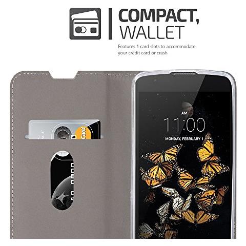 Custodia Compatibile Con Lg K8 2016 In Grigio Nero - Coperchio Protettiva Con Chiusura Magnetica, Funzione Stand E Tasca Per Le Carte - Foto 2