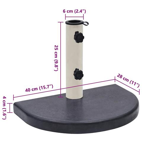 Base Per Ombrellone Nera 40x28x4 Cm In Granito - Foto 2