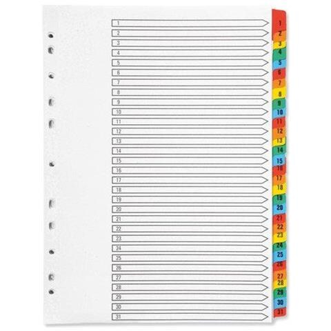 Indice Kf01522 A4 Multi-perforata 1-31 Rinforzato Multi-color Numerato Tabs Kf01522 - Foto 1