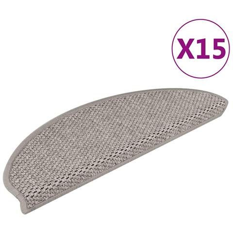 Tappeti Autoadesivi Scale Aspetto Sisal 15 pz 65x21x4cm Argento - Foto 1