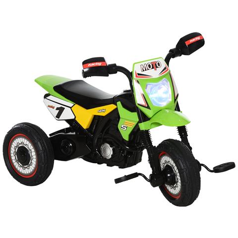 Triciclo per Bambini con Luci e Suoni 3 Ruote Larghe Età 18-36 Mesi 71x40x51cm Verde - Foto 1