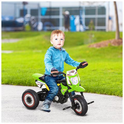 Triciclo per Bambini con Luci e Suoni 3 Ruote Larghe Età 18-36 Mesi 71x40x51cm Verde - Foto 6