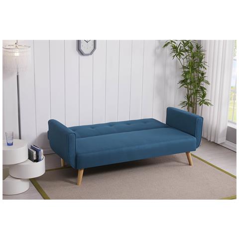 Berlin Divano Scandinavo Convertibile 3 Posti Tessuto Blu - Foto 12