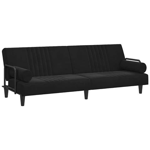 Divano Letto Con Braccioli Nero In Velluto - Foto 1