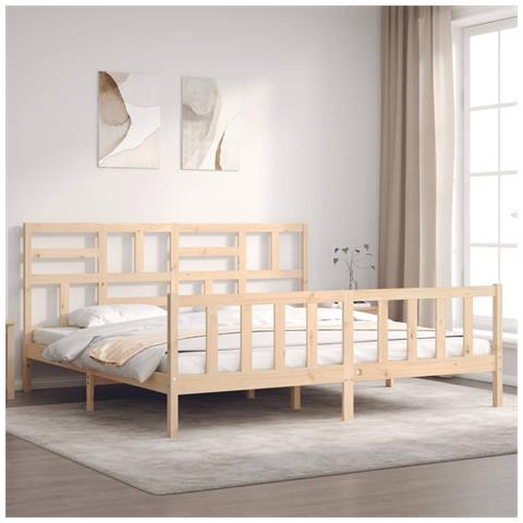 Giroletto con Testiera Super King Size in Legno Massello - Foto 1