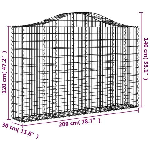 Cesto Gabbione Ad Arco 200x30x120/140 Cm Ferro Zincato - Foto 4