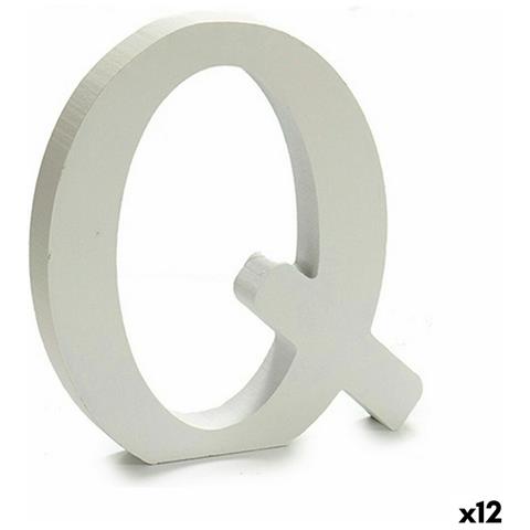 Lettera Q Legno Bianco (1,8 X 21 X 17 Cm) (12 Unità) - Foto 1