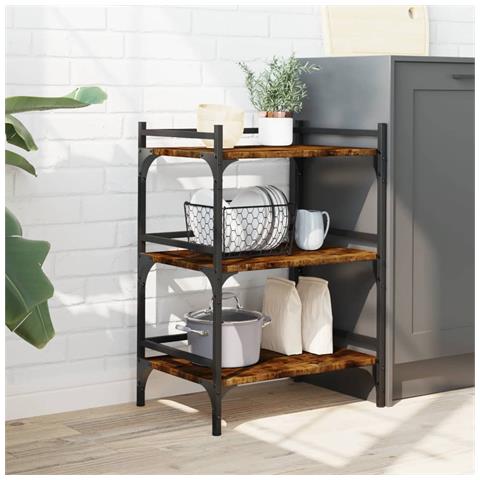 Carrello Da Cucina Rovere Fumo 50x35x75,5 Cm Legno Multistrato - Foto 3