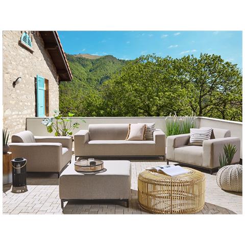 Set Lounge 5 Posti Tessuto Beige E Nero Rovigo - Foto 1