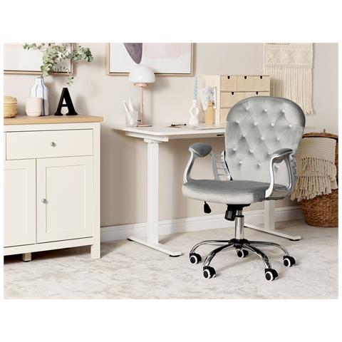 Sedia Da Scrivania Princess Velluto Grigio Chiaro - Foto 1