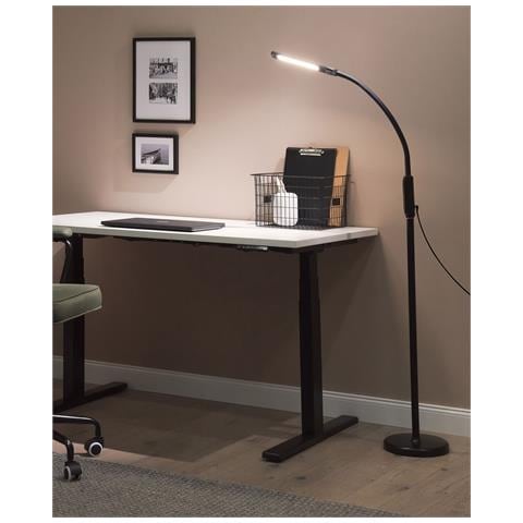 Lampada Da Terra Con Morsetto Convertibile A Led Apus Con Dimmer Metallo Nero - Foto 5