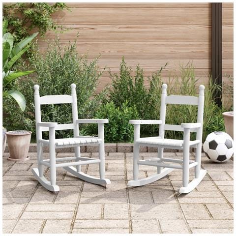 Sedie A Dondolo Per Bambini 2 Pz Bianche Legno Massello Pioppo - Foto 1