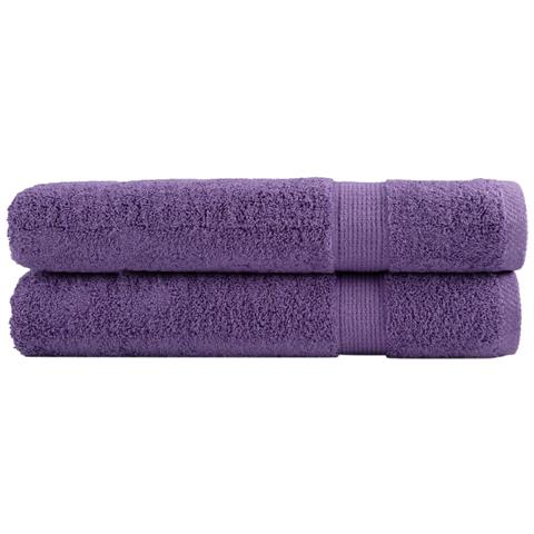 Asciugamani Premium SOLUND 2 pz Viola 100x200 cm 600 g /m² - Foto 1