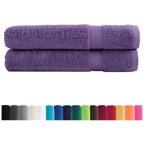Asciugamani Premium SOLUND 2 pz Viola 100x200 cm 600 g /m² - Foto 2