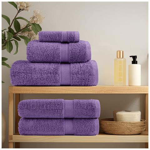 Asciugamani Premium SOLUND 2 pz Viola 100x200 cm 600 g /m² - Foto 3