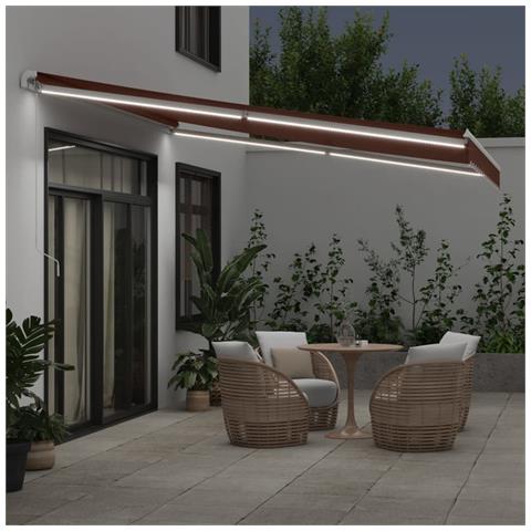 Tenda Da Sole Retrattile Manuale Con Led Marrone 400x300 Cm - Foto 3