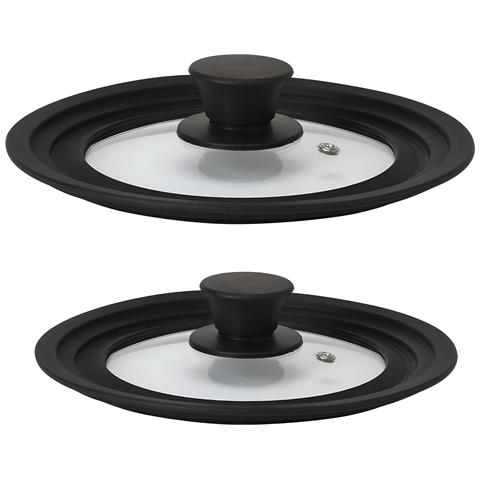 Totalid Set Di 2 Coperchi Padelle Universale, Pentole 16-18-20 / 24-26-28 Silicone Vetro Trasparente - Foto 1