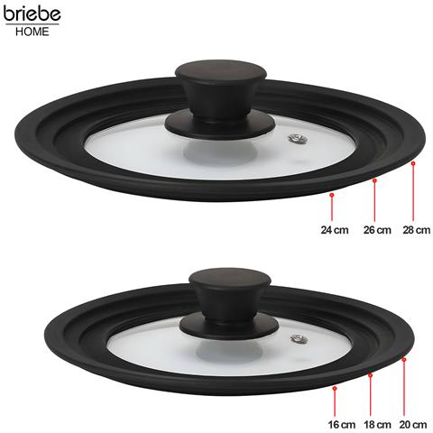 Totalid Set Di 2 Coperchi Padelle Universale, Pentole 16-18-20 / 24-26-28 Silicone Vetro Trasparente - Foto 2