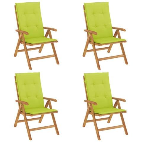 Sedie da Giardino Reclinabili con Cuscini 4 pz in Legno di Teak - Foto 1