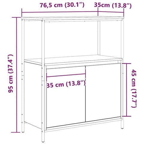 Mobile da Bagno con Ripiani Grigio Sonoma 76,5x35x95 cm - Foto 9