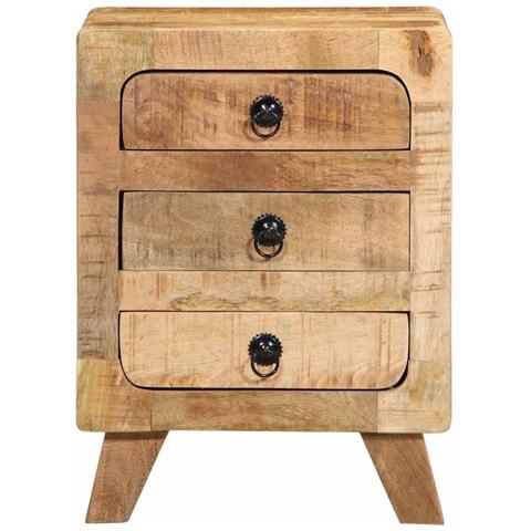 Comodini 2pz 37x32x50 Cm In Legno Massello Di Mango Grezzo - Foto 2