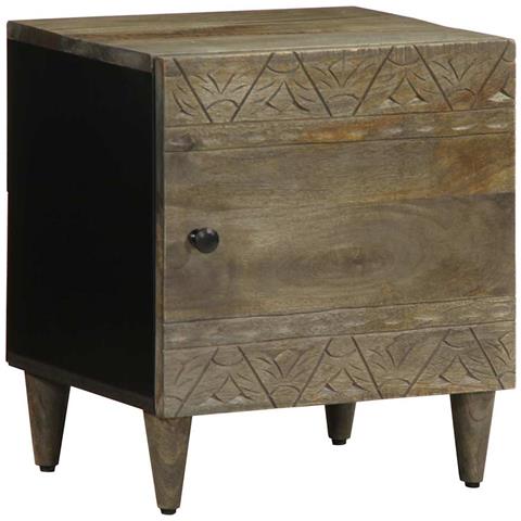 Comodini 2pz Grigio Chiaro 40x33x46 Cm In Legno Massello Mango - Foto 2