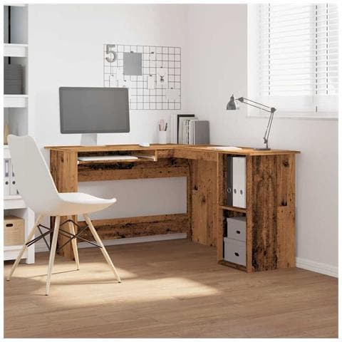 Scrivania Angolare Legno Antico 120x140x75 Cm Legno Multistrato - Foto 3