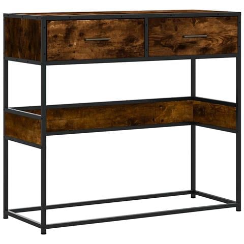 Tavolino Consolle Rovere Fumo 90x35x80 Cm In Legno Multistrato - Foto 2