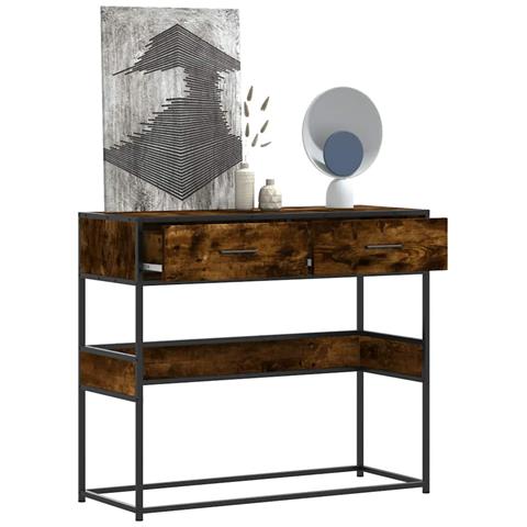 Tavolino Consolle Rovere Fumo 90x35x80 Cm In Legno Multistrato - Foto 1