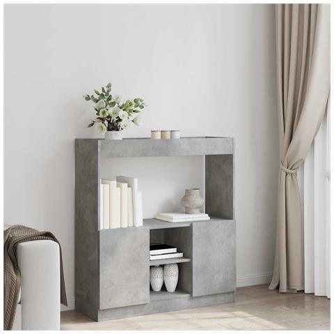 Credenza Grigio Cemento 92x33x100 Cm In Legno Multistrato - Foto 3