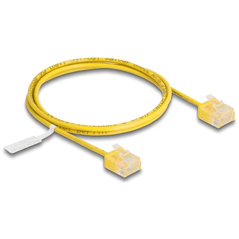Cavo di rete RJ45 Cat. 6 UTP Ultra Slim 1 m giallo con connettori corti - Foto 1