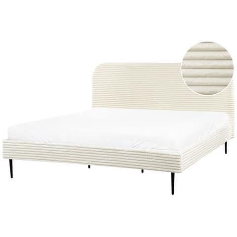 Letto Velluto A Coste Flayat 180 X 200 Cm Bianco Sporco - Foto 2