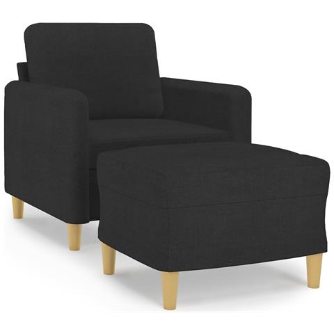 Poltrona Con Poggiapiedi Nero 60 Cm In Tessuto - Foto 2