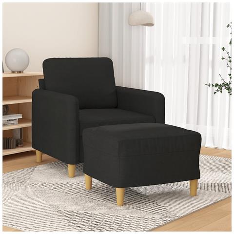Poltrona Con Poggiapiedi Nero 60 Cm In Tessuto - Foto 1