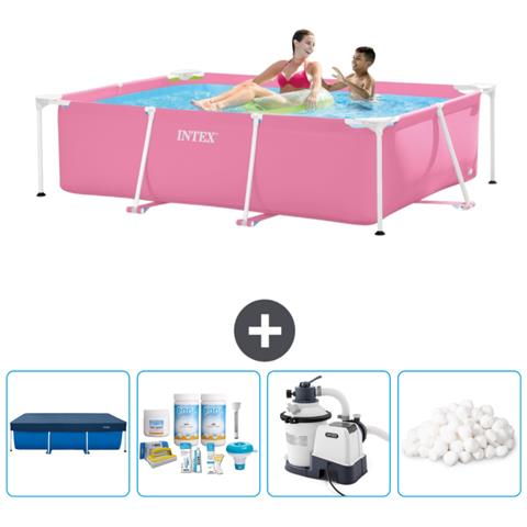 Piscina Fuori Terra - Rettangolo - 220x150x60 Cm - Rosa - Include Accessori Coordinati Cb63 - Foto 1