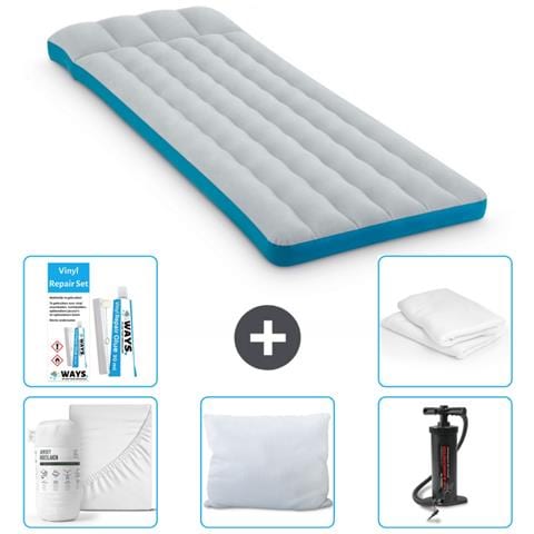Set Materassino Gonfiabile - 189x72x20 Cm - Blu - Include Accessori Coordinati Cb1 - Foto 1