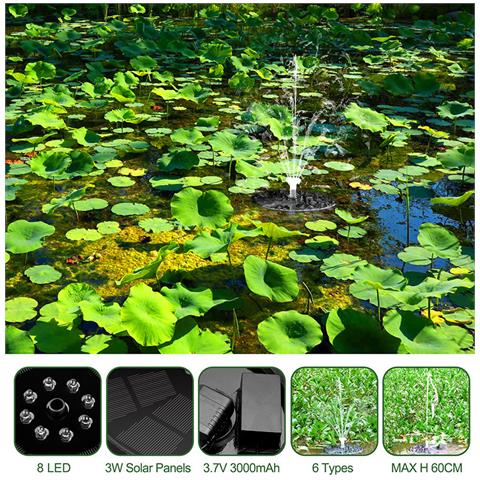 Fontana Solare Con Ugelli Colorati Per Giardino E Stagno - Foto 7