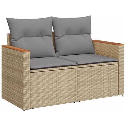 Divano da Giardino con Cuscini a 2 Posti Beige in Polyrattan - Foto 1