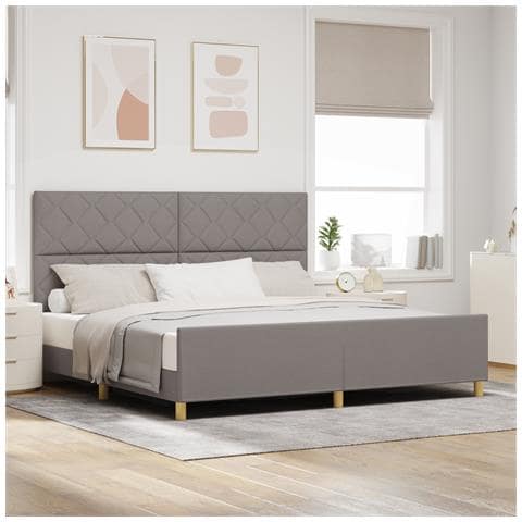 Struttura Letto Tortora 200x200 cm Tessuto - Foto 2