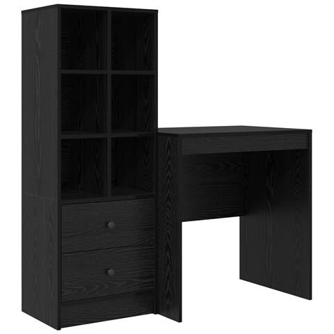 Scrivania con archiviazione Rovere Nero Legno ingegnerizzato - Foto 1