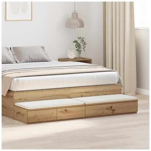 Cassetti per Letto Rovere Artigianale 135x36,5x16,5 cm in Legno Ingegnerizzato - Foto 2