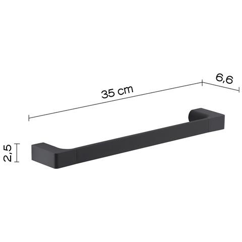 Portasalviette 35 Cm Da Muro In Ottone E Cromall Pi21-35 Serie Pirenei Nero Opaco - Foto 2