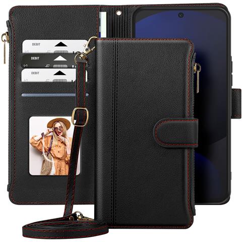 Custodia Folio Per Samsung Galaxy S24 Fe Con Cerniera E Tracolla Rimovibile - Foto 5