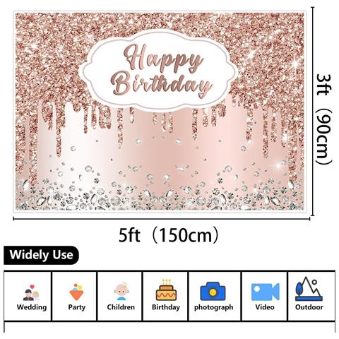 Set Compleanno Oro Rosa Tovaglia 137x187cm E Sfondo Fotografico 150x90cm - Foto 5