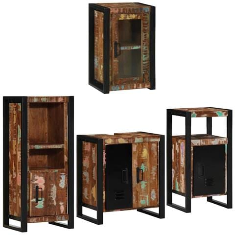 Set di mobili per il bagno 4 pcs Legno massello riciclato - Foto 1