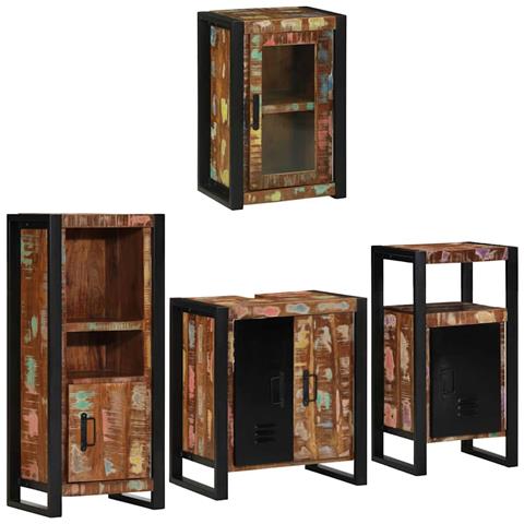 Set di mobili per il bagno 4 pcs Legno massello riciclato - Foto 2