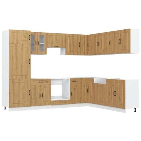 Set Mobili da Cucina 14 pz Kalmar Rovere Artigianale Truciolato - Foto 1