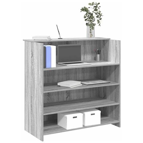 Banco Reception Grigio Sonoma 100x50x103,5 cm Legno Multistrato - Foto 2