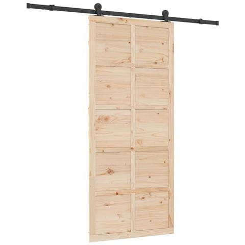 Porta scorrevole Marrone 100 x 208 cm Legno di pino massello - Foto 1
